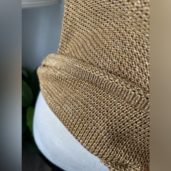 BRETT HARRISON Tan knit short Sleeves, Top, with SHINE SIZE M - Picture 6 of 15